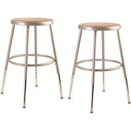 National Public Seating 19 in. - 27 in. Height Grey Adjustable Heavy-Duty Steel Stool (2-Pack)