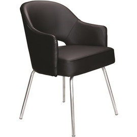 BOSS Office Products Black Designer Style Guest Chair Caressoft Vinyl Chrome Legs