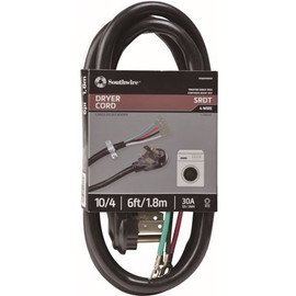 Southwire 6 ft. 10/4 Round Dryer Cord in Black