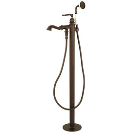 Kingston Brass Traditional Single-Handle Floor-Mount Roman Tub Faucet with Hand Shower in Oil Rubbed Bronze