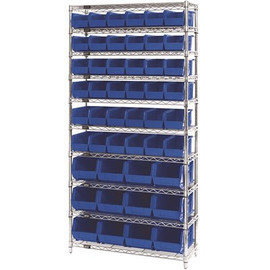 QUANTUM STORAGE SYSTEMS Giant Open Hopper 36 in. x 14 in. x 74 in. Wire Chrome Heavy-Duty 10-Tier Industrial Shelving Unit