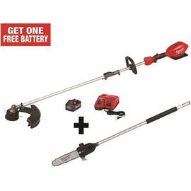 Milwaukee 18 V Lithium Ion Brushless Cordless String Trimmer 8.0Ah Kit with M18 FUEL 10 in. Pole Saw Attachment