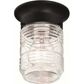 Design House 1-Light Black Indoor/Outdoor Jelly Jar Flush Mount Ceiling Light