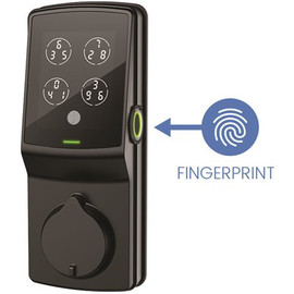 Lockly Secure Plus Matte Black Single-Cylinder Keypad Smart Alarmed Lock Deadbolt with Bluetooth, 3D Fingerprint Sensor