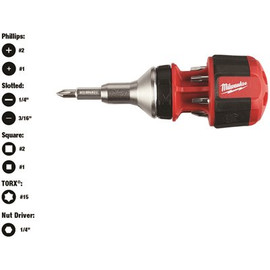 Milwaukee 8-in-1 Compact Ratcheting Multi-Bit Screwdriver Milwaukee 8-in-1 Compact Ratcheting Multi-Bit Screwdriver
