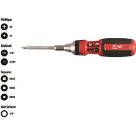 Milwaukee 9-in-1 Square Drive Ratcheting Multi-Bit Screwdriver