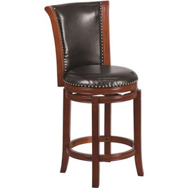 Carnegy Avenue 26 in. High Dark Chestnut Wood Counter Height Stool with Panel Back and Black Leather Swivel Seat Carnegy Avenue 26 in. High Dark Chestnut Wood Counter Height Stool with Panel Back and Black Leather Swivel Seat