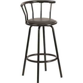 Carnegy Avenue Crown Back Black Metal 30 in. Bar Stool with Black Vinyl Swivel Seat Carnegy Avenue Crown Back Black Metal 30 in. Bar Stool with Black Vinyl Swivel Seat