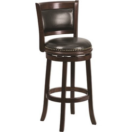 Carnegy Avenue 29 in. High Cappuccino Wood Bar Stool with Panel Back and Black Leather Swivel Seat Carnegy Avenue 29 in. High Cappuccino Wood Bar Stool with Panel Back and Black Leather Swivel Seat