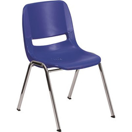 Carnegy Avenue Navy Ergonomic Shell Stack Chair with Chrome Frame and 18 in. Seat Height