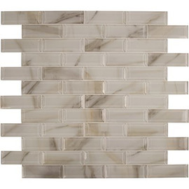 MSI Ivory Amber Beveled 11.81 in. x 11.81 in. Glossy Glass Subway Wall Tile (9.7 sq. ft./Case)