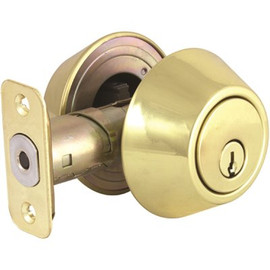 Double Cylinder Polished Brass Deadbolt, SC1 Keyway