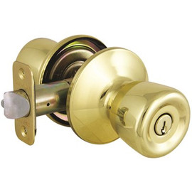 Defiant Waterbury Polished Brass Keyed Entry Door Knob