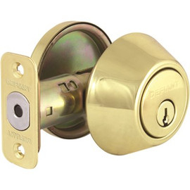 Defiant Polished Brass Single Cylinder Deadbolt with KW1 Master Pinned Keyway