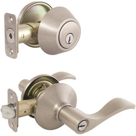 Defiant Naples Satin Nickel Entry Lever and Single Cylinder Deadbolt Combo Pack