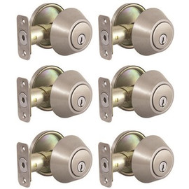 Defiant Single Cylinder Satin Nickel Deadbolt Contractor Pack (6-Piece)