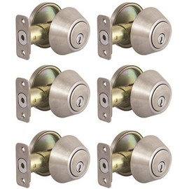 Defiant Single Cylinder Stainless Steel Deadbolt Contractor Pack (6-Piece)
