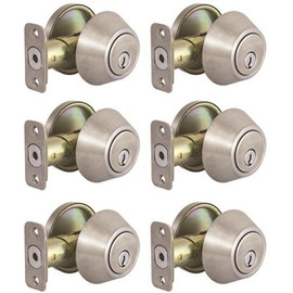 Defiant Single Cylinder Stainless Steel Deadbolt Contractor Pack (6-Piece)