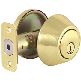 Polished Brass Single Cylinder Deadbolt with SC1 Master Pinned Keyway