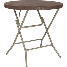 31.5 in. Brown Plastic Tabletop Metal Frame Folding Table