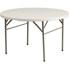 Carnegy Avenue 47.75 in. Granite White Plastic Tabletop Metal Frame Folding Table