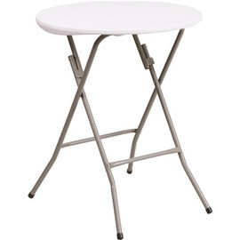 24 in. Granite White Plastic Tabletop Metal Frame Folding Table