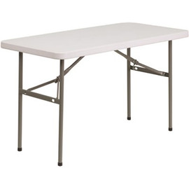 Carnegy Avenue 48.25 in. Granite White Plastic Tabletop Metal Frame Folding Table