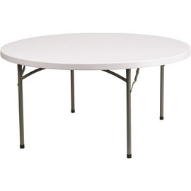 59.75 in. Granite White Plastic Tabletop Metal Frame Folding Table