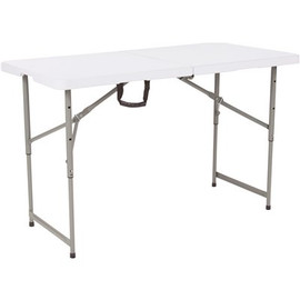 48 in. Granite White Plastic Tabletop Metal Frame Folding Table