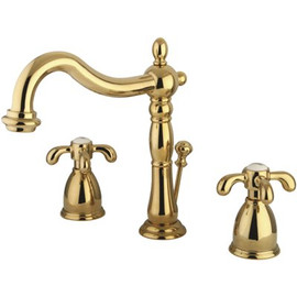 Kingston Brass Victorian Cross 8 in. Widespread 2-Handle Bathroom Faucet in Polished Brass