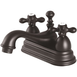 Kingston Brass Restoration 4 in. Centerset 2-Handle Bathroom Faucet in Matte Black