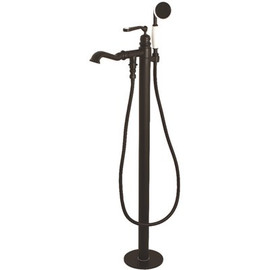 Kingston Brass Traditional Single-Handle Floor-Mount Roman Tub Faucet with Hand Shower in Matte Black