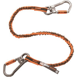 Ergodyne 25 lbs. Orange and Gray Standard Triple-Locking Dual Carabiner with Swivel Tool Lanyard