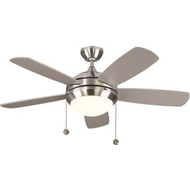 Generation Lighting Discus Classic 44 in. Integrated LED Indoor Brushed Steel Ceiling Fan with 3000K Light Kit