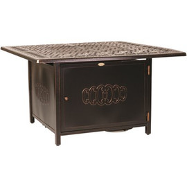 Fire Sense Dynasty 44 in. x 24 in. Square Aluminum Propane Fire Pit Table in Antique Bronze