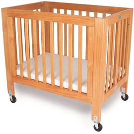 LA Baby Olympia Mini/Portable Natural Folding Wood Crib