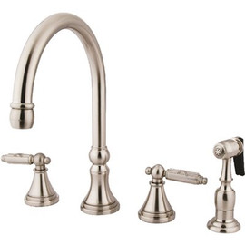 Kingston Brass Georgian 2-Handle Standard Kitchen Faucet with Side Sprayer in Brushed Nickel