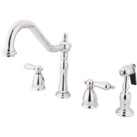 Kingston Brass Heritage 2-Handle Standard Kitchen Faucet with Side Sprayer in Polished Chrome