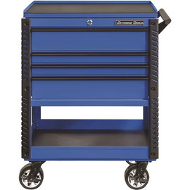 Extreme Tools Professional 33 in. Deluxe 4-Drawer Tool Utility Cart with Bumpers in Blue