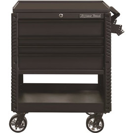 Extreme Tools Professional 33 in. Deluxe 4-Drawer Tool Utility Cart with Bumpers in Matte Black