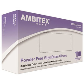 Ambitex Small Clear Vinyl Powder-Free Exam Gloves 4 Mil (100-Box)