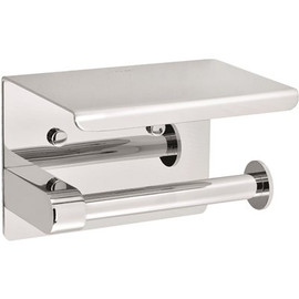 Alpine Industries Single Post Toilet Paper Holder with Shelf Storage Rack in Chrome