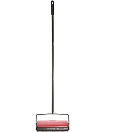 Alpine Industries 11 in. Manual Triple Brush Floor and Carpet Sweeper in Red