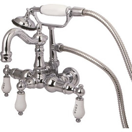 Kingston Brass Victorian 3-3/8 in. Center 3-Handle Claw Foot Tub Faucet with Handshower in Chrome