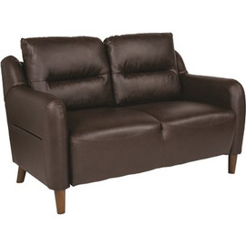 Carnegy Avenue 53.8 in. Brown Faux Leather 2-Seater Loveseat with Round Arms