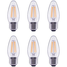 EcoSmart 60-Watt Equivalent B11 Dimmable Clear Glass Filament Vintage E26 Medium Base Soft White LED Light Bulb (6-Pack)
