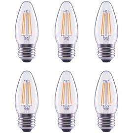 EcoSmart 60-Watt Equivalent B11 Dimmable Clear Glass Filament Vintage E26 Medium Base Soft White LED Light Bulb (6-Pack)