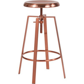 Carnegy Avenue 35 in. Adjustable Height Rose Gold Bar Stool