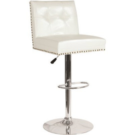 Carnegy Avenue 34 in. Adjustable Height White Leather Bar Stool Carnegy Avenue 34 in. Adjustable Height White Leather Bar Stool