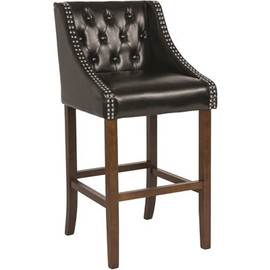 Carnegy Avenue 28 in. Black Leather Bar Stool